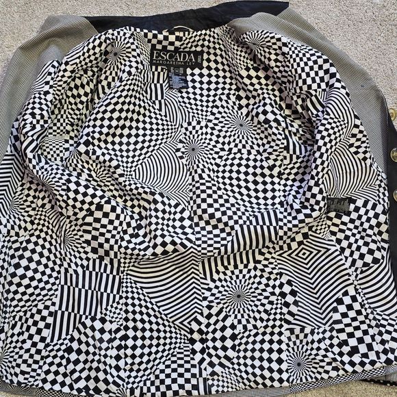 Escada vintage 90s wool silk art mixed patterns career blazer Germany. Medium - Picture 5 of 11